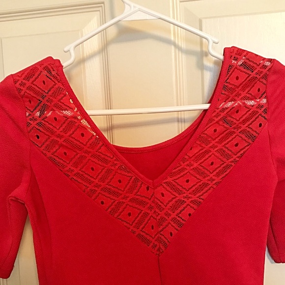 Red Dress with Lace Detailing - Picture 3 of 3